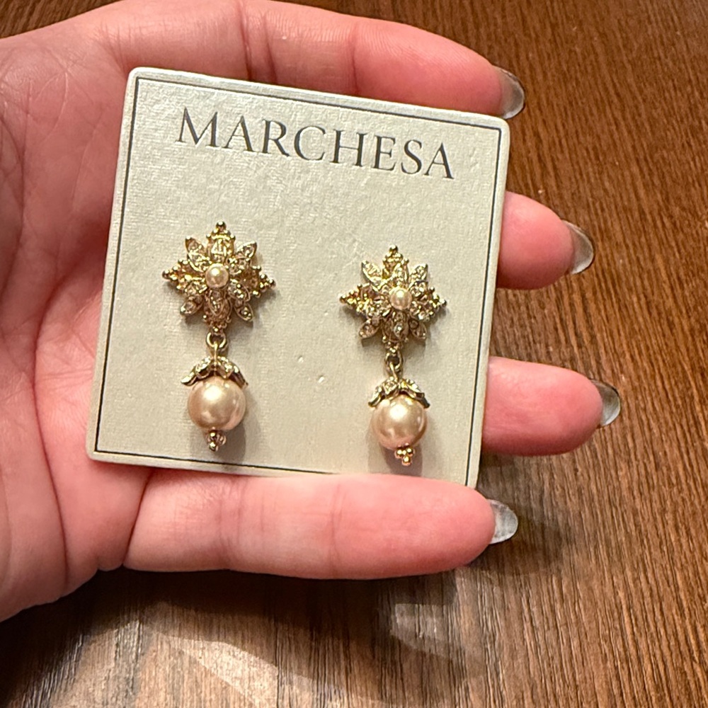 Gold-Tone Crystal & Imitation Pearl Drop Earrings